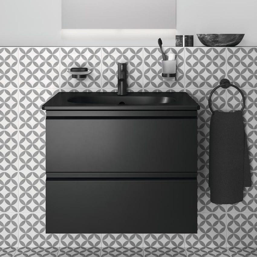 Immagine di Ideal Standard TESI lavabo top L.60 cm monoforo, con troppopieno, colore nero finitura opaco T3510V3