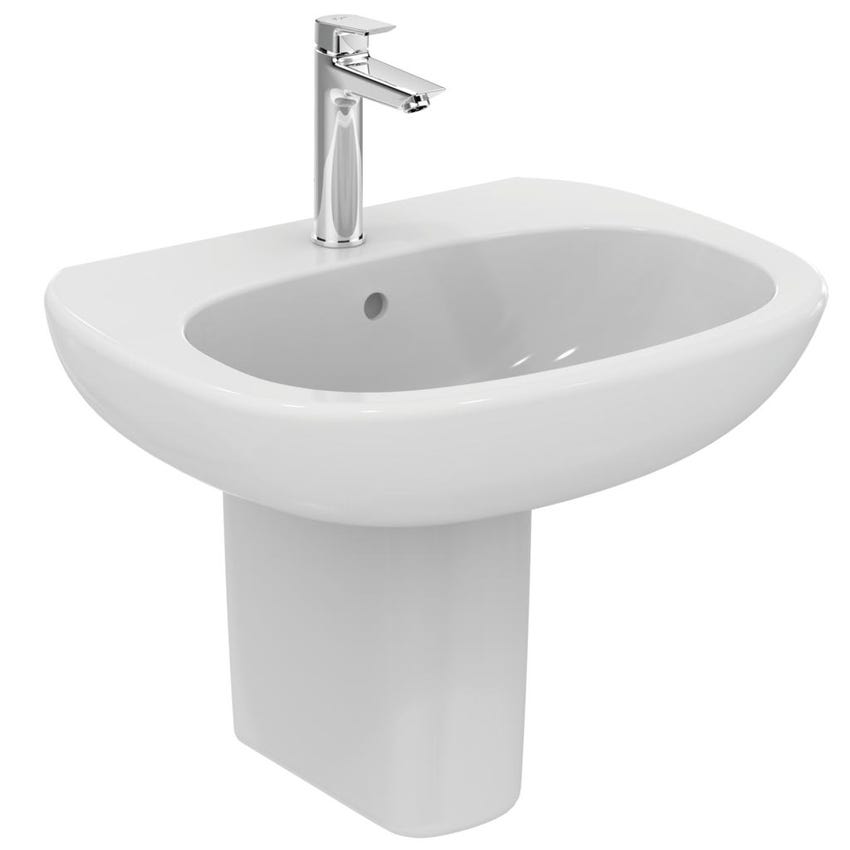 Immagine di Ideal Standard TESI lavabo L.65 cm monoforo, con troppopieno, colore bianco seta finitura opaco T3513V1