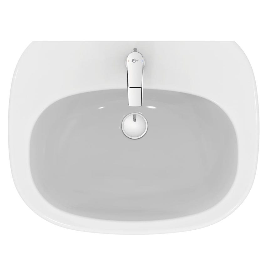 Immagine di Ideal Standard TESI lavabo L.65 cm monoforo, con troppopieno, colore bianco seta finitura opaco T3513V1