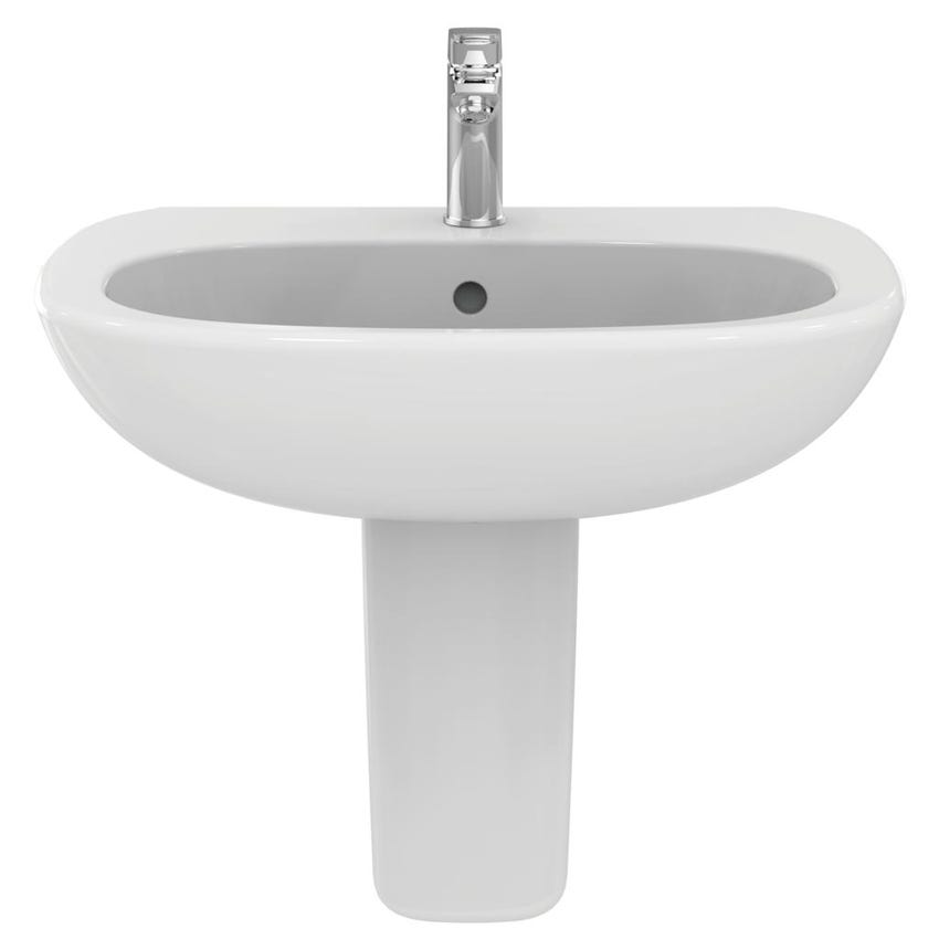 Immagine di Ideal Standard TESI lavabo L.65 cm monoforo, con troppopieno, colore bianco seta finitura opaco T3513V1