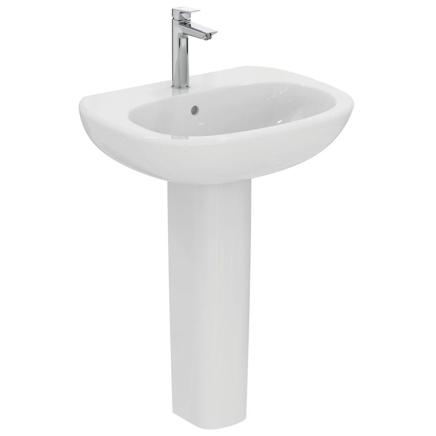 Immagine di Ideal Standard TESI lavabo L.65 cm monoforo, con troppopieno, colore bianco seta finitura opaco T3513V1