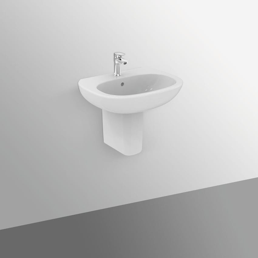 Immagine di Ideal Standard TESI lavabo L.65 cm monoforo, con troppopieno, colore bianco seta finitura opaco T3513V1