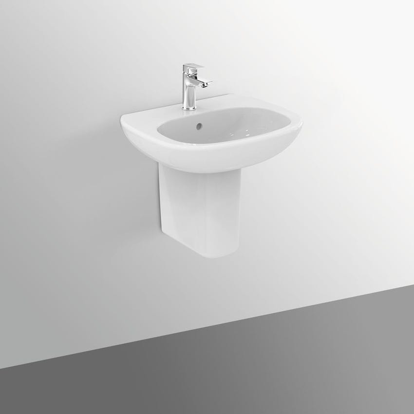 Immagine di Ideal Standard TESI lavabo L.60 cm monoforo, con troppopieno, colore bianco seta finitura opaco T3514V1