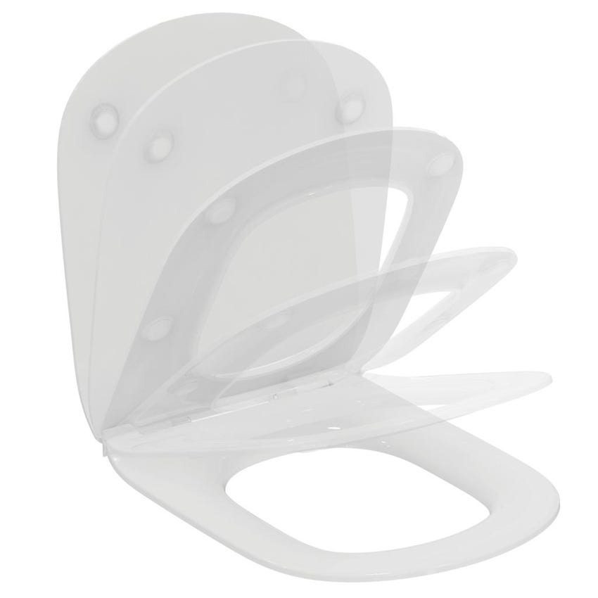 Immagine di Ideal Standard TESI sedile slim con chiusura rallentata per vasi Tesi, colore bianco seta finitura opaco T3527V1