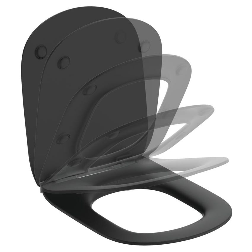 Immagine di Ideal Standard TESI sedile slim con chiusura rallentata per vasi Tesi, colore nero finitura opaco T3527V3