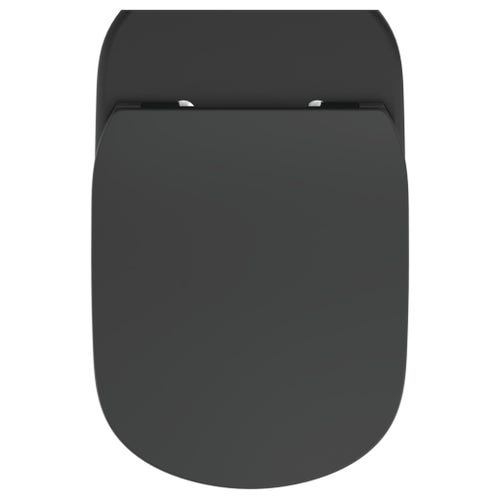 Immagine di Ideal Standard TESI vaso a pavimento AquaBlade® universale filo parete, con sedile slim con chiusura rallentata, colore nero finitura opaco T3536V3