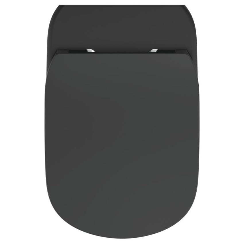 Immagine di Ideal Standard TESI vaso a pavimento AquaBlade® universale filo parete, con sedile slim con chiusura rallentata, colore nero finitura opaco T3536V3