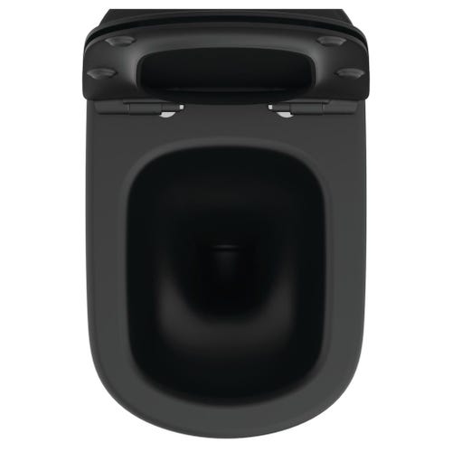Immagine di Ideal Standard TESI vaso a pavimento AquaBlade® universale filo parete, con sedile slim con chiusura rallentata, colore nero finitura opaco T3536V3