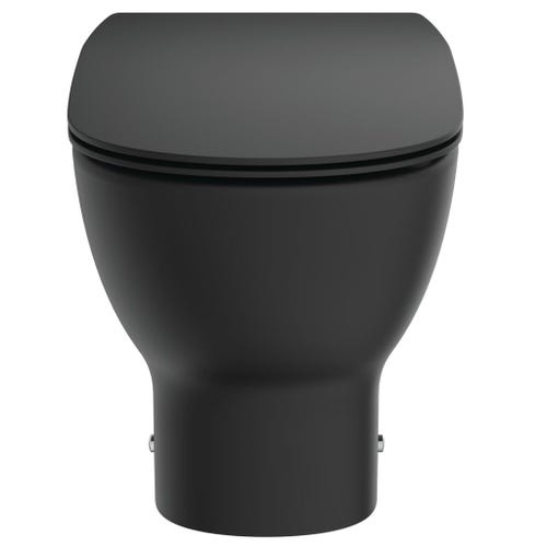 Immagine di Ideal Standard TESI vaso a pavimento AquaBlade® universale filo parete, con sedile slim con chiusura rallentata, colore nero finitura opaco T3536V3