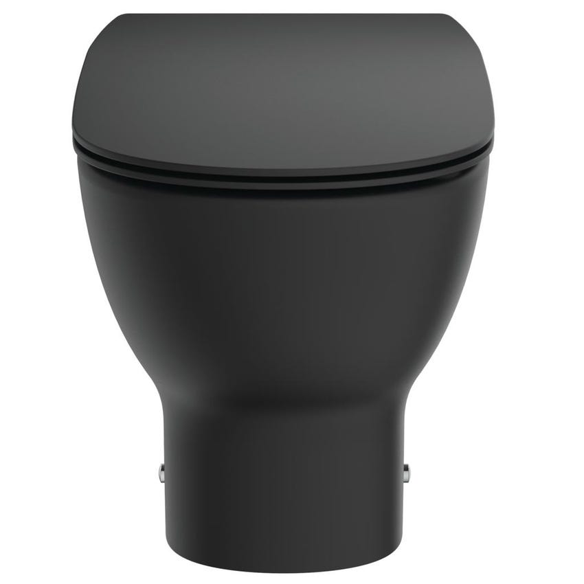 Immagine di Ideal Standard TESI vaso a pavimento AquaBlade® universale filo parete, con sedile slim con chiusura rallentata, colore nero finitura opaco T3536V3