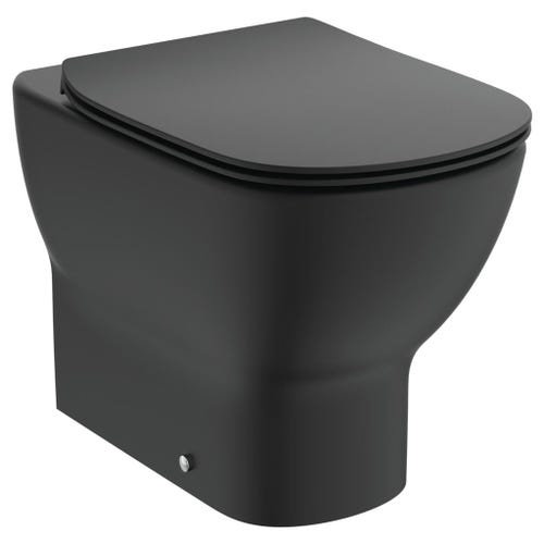 Immagine di Ideal Standard TESI vaso a pavimento AquaBlade® universale filo parete, con sedile slim con chiusura rallentata, colore nero finitura opaco T3536V3