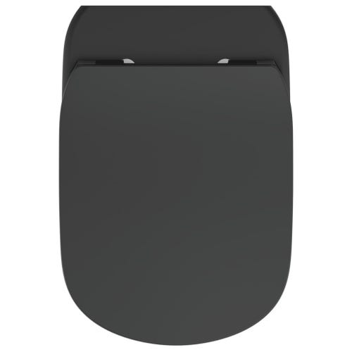 Immagine di Ideal Standard TESI vaso sospeso AquaBlade® con sedile slim con chiusura rallentata e sgancio rapido, colore nero finitura opaco T3546V3