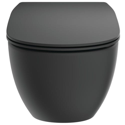Immagine di Ideal Standard TESI vaso sospeso AquaBlade® con sedile slim con chiusura rallentata e sgancio rapido, colore nero finitura opaco T3546V3