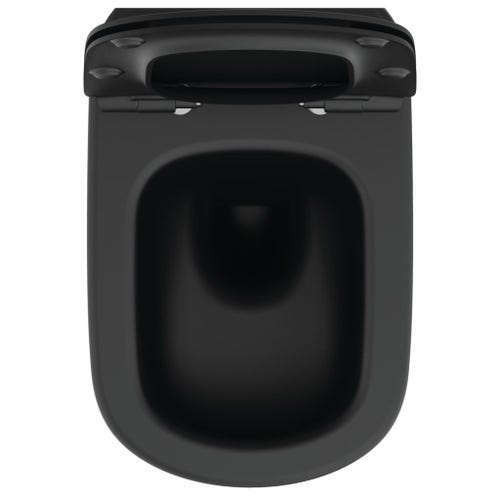 Immagine di Ideal Standard TESI vaso sospeso AquaBlade® con sedile slim con chiusura rallentata e sgancio rapido, colore nero finitura opaco T3546V3