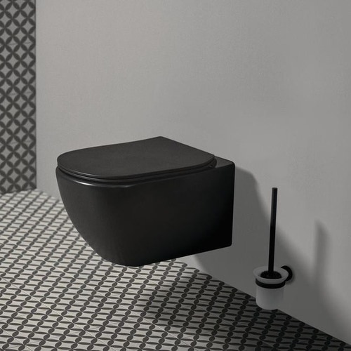 Immagine di Ideal Standard TESI vaso sospeso AquaBlade® con sedile slim con chiusura rallentata e sgancio rapido, colore nero finitura opaco T3546V3