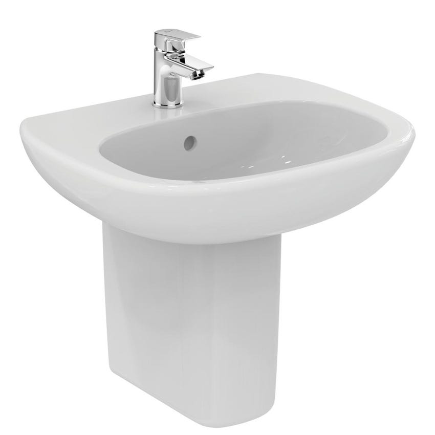 Immagine di Ideal Standard TESI lavabo L.55 cm monoforo, con troppopieno, colore bianco T351501