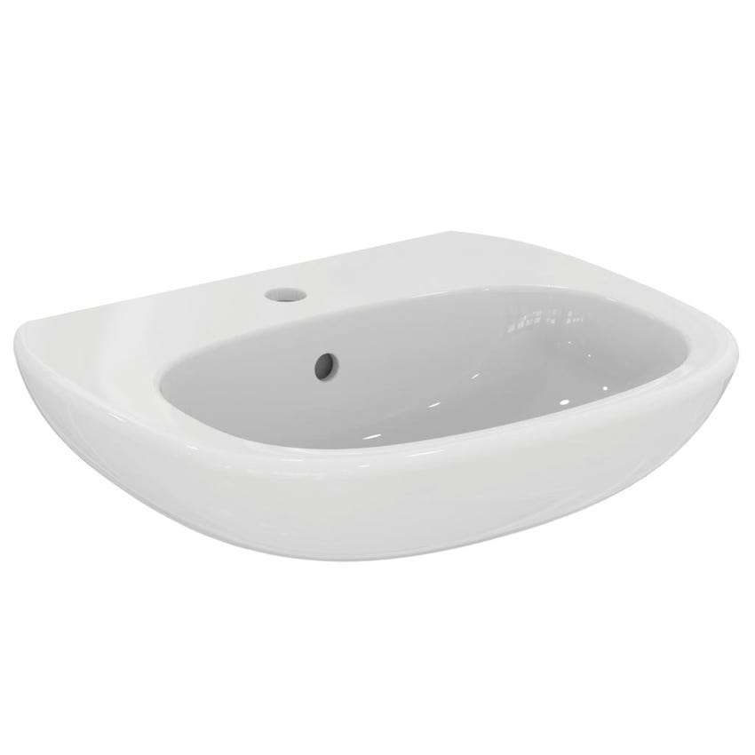 Immagine di Ideal Standard TESI lavabo L.55 cm monoforo, con troppopieno, colore bianco T351501