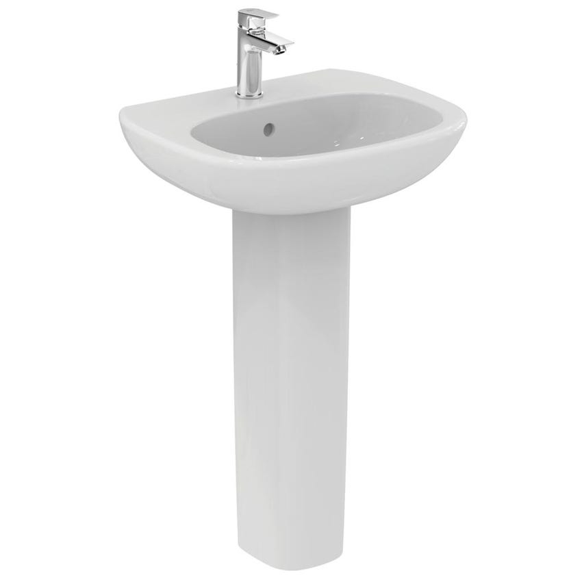 Immagine di Ideal Standard TESI lavabo L.55 cm monoforo, con troppopieno, colore bianco T351501