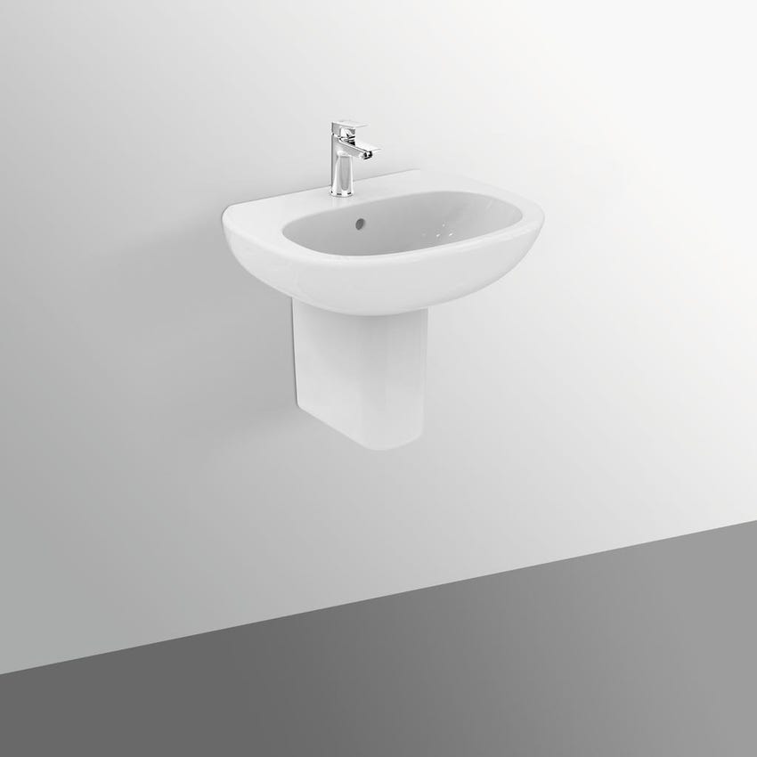 Immagine di Ideal Standard TESI lavabo L.55 cm monoforo, con troppopieno, colore bianco T351501