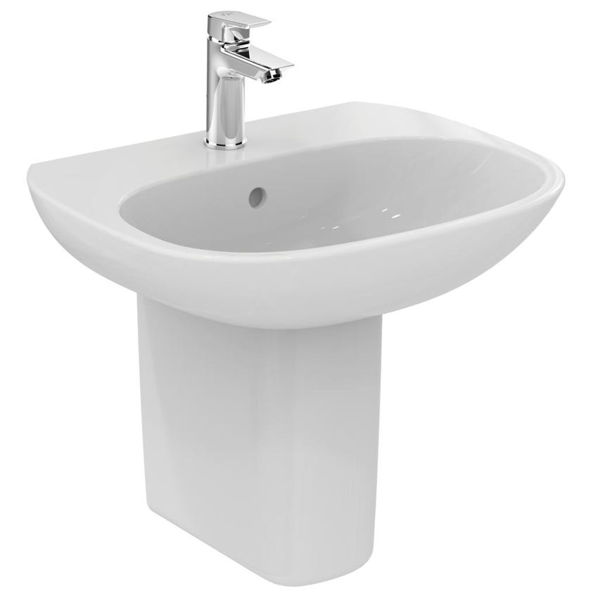 Immagine di Ideal Standard TESI lavabo L.55 cm, monoforo, con troppopieno, colore bianco T352301