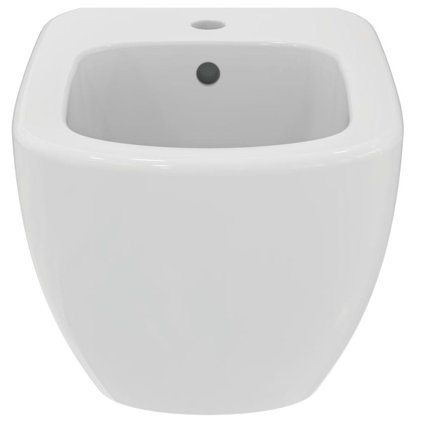 Ideal Standard TESI set sanitari sospesi, vaso AquaBlade® con sedile slim  senza chiusura rallentata, bidet monoforo con troppopieno, colore bianco  finitura lucido T354701-T457001