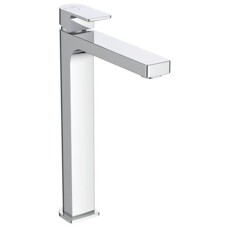Immagine di Ideal Standard EDGE miscelatore monocomando da appoggio su piano H.29 cm, con sistema di apertura a freddo Bluestart, senza asta di comando e scarico piletta, finitura cromo A7115AA