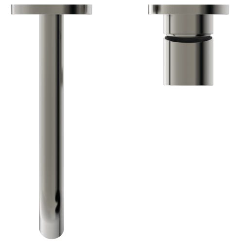 Immagine di Ideal Standard soluzione bagno doppio lavabo 60 cm su mensola 180 cm, colore bianco finitura lucido, doccia rettangolare 120x90 cm, colore grigio cemento finitura pietra opaco, rubinetteria finitura silver storm SING10