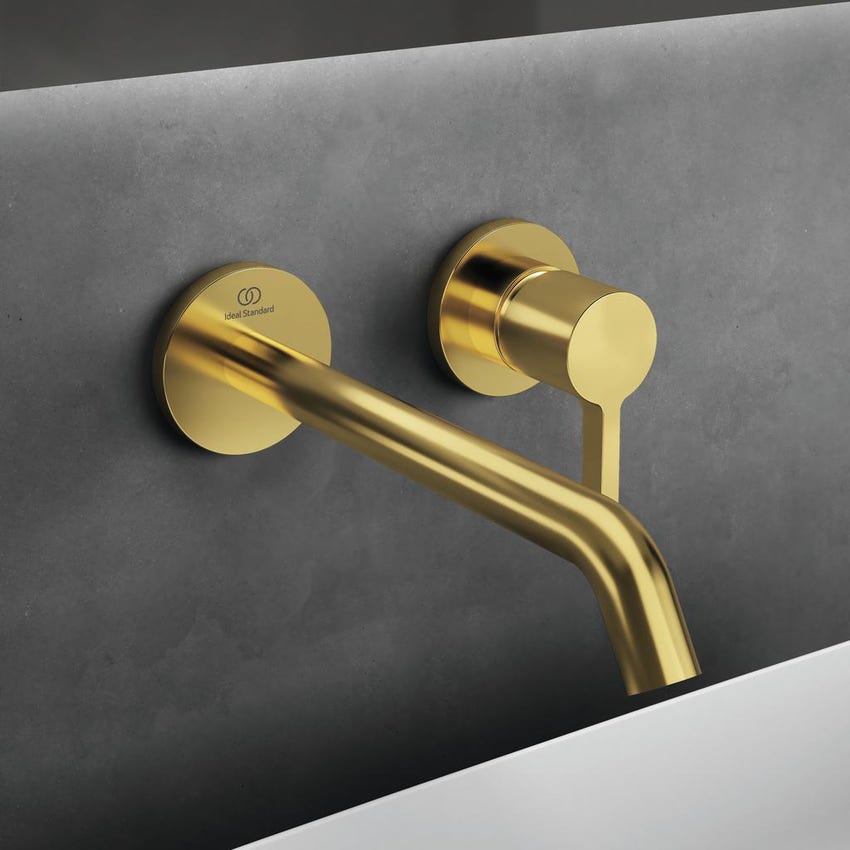 Immagine di Ideal Standard JOY miscelatore monocomando lavabo a parete P.22 cm, finitura brushed gold A7379A2
