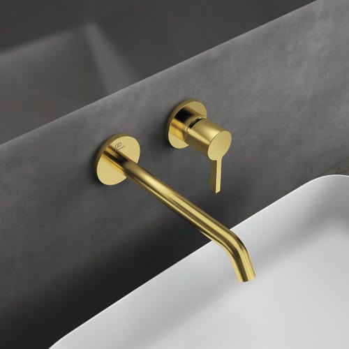 Immagine di Ideal Standard JOY miscelatore monocomando lavabo a parete P.22 cm, finitura brushed gold A7379A2