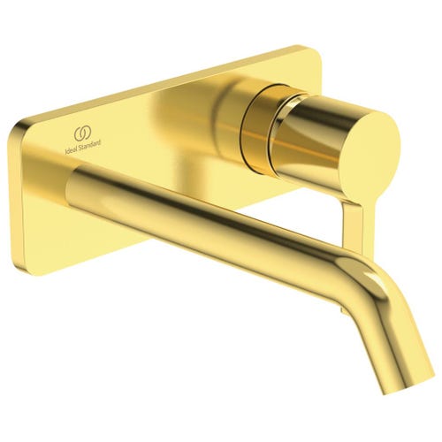 Immagine di Ideal Standard JOY miscelatore monocomando lavabo a parete P.18 cm, finitura brushed gold A7380A2