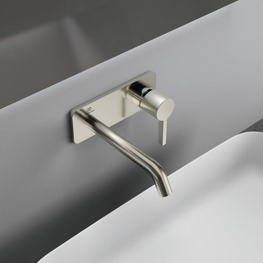 Immagine di Ideal Standard JOY miscelatore monocomando lavabo a parete P.18 cm, finitura silver storm A7380GN