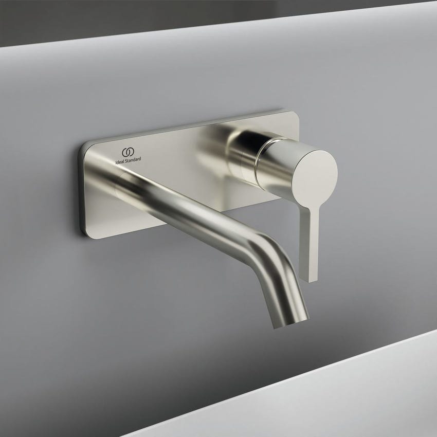 Immagine di Ideal Standard JOY miscelatore monocomando lavabo a parete P.18 cm, finitura silver storm A7380GN