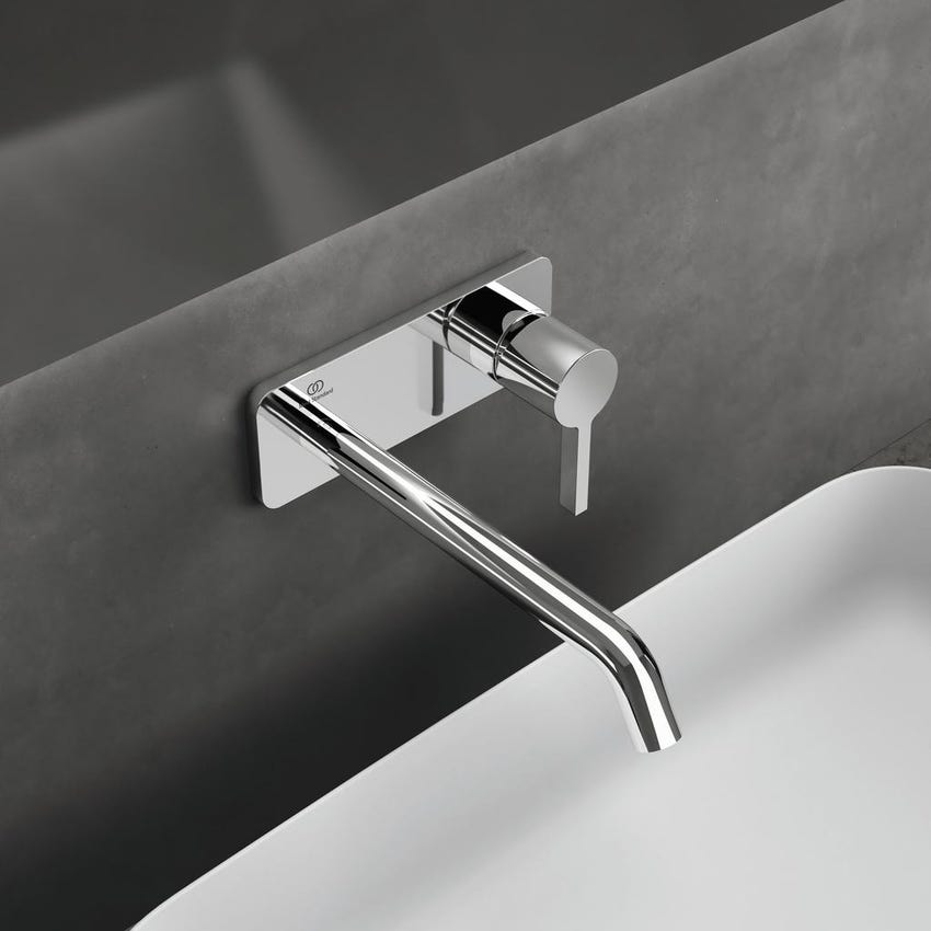 Immagine di Ideal Standard JOY miscelatore monocomando lavabo a parete P.24 cm, finitura silver storm A7381GN