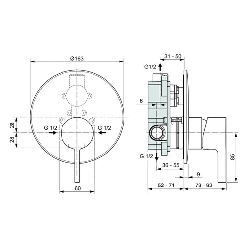 Immagine di Ideal Standard JOY miscelatore monocomando per doccia ad incasso, finitura cromo A7385AA