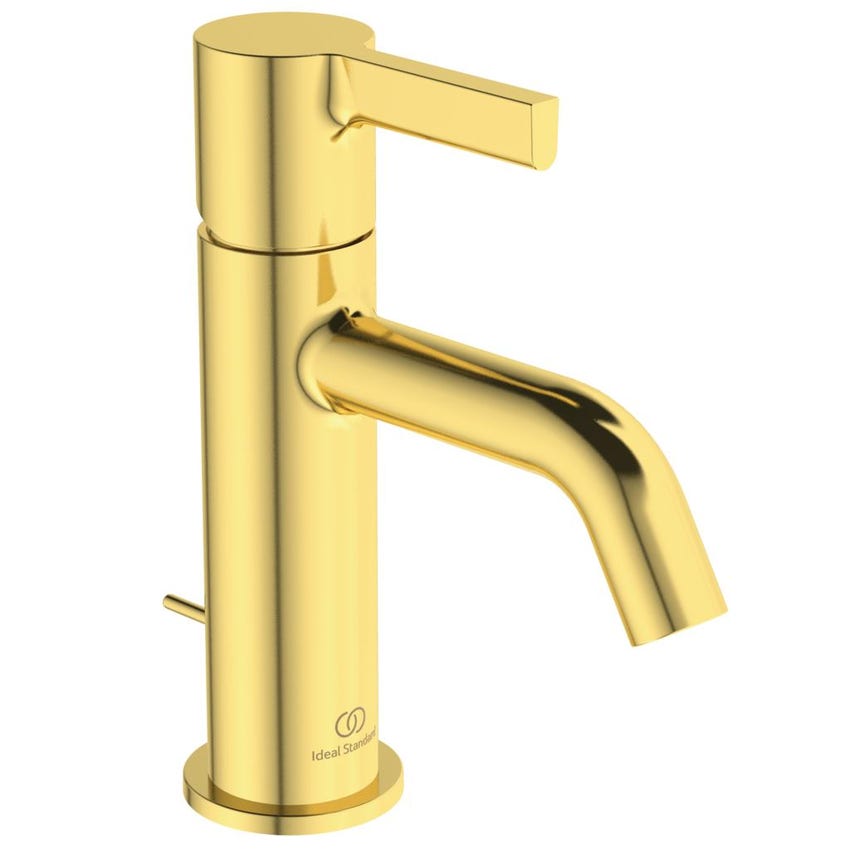 Immagine di Ideal Standard JOY miscelatore monocomando lavabo H.17 cm, con scarico, finitura brushed gold BC775A2