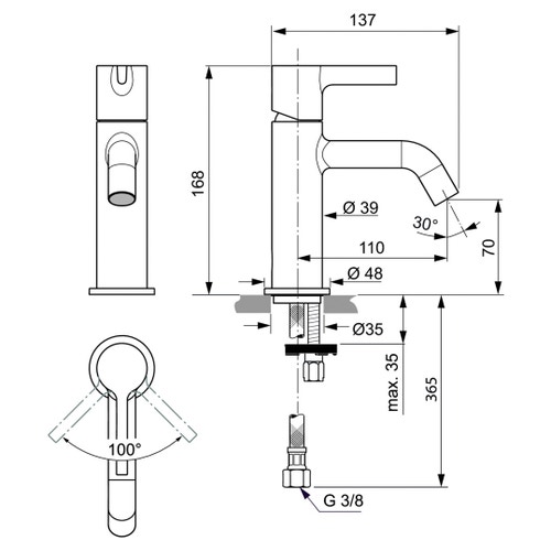 Immagine di Ideal Standard JOY miscelatore monocomando lavabo H.17 cm, senza scarico, finitura cromo BC776AA