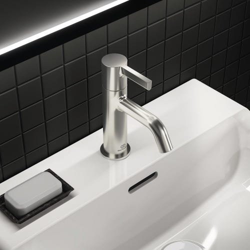 Immagine di Ideal Standard JOY miscelatore monocomando lavabo H.17 cm, senza scarico, finitura silver storm BC776GN