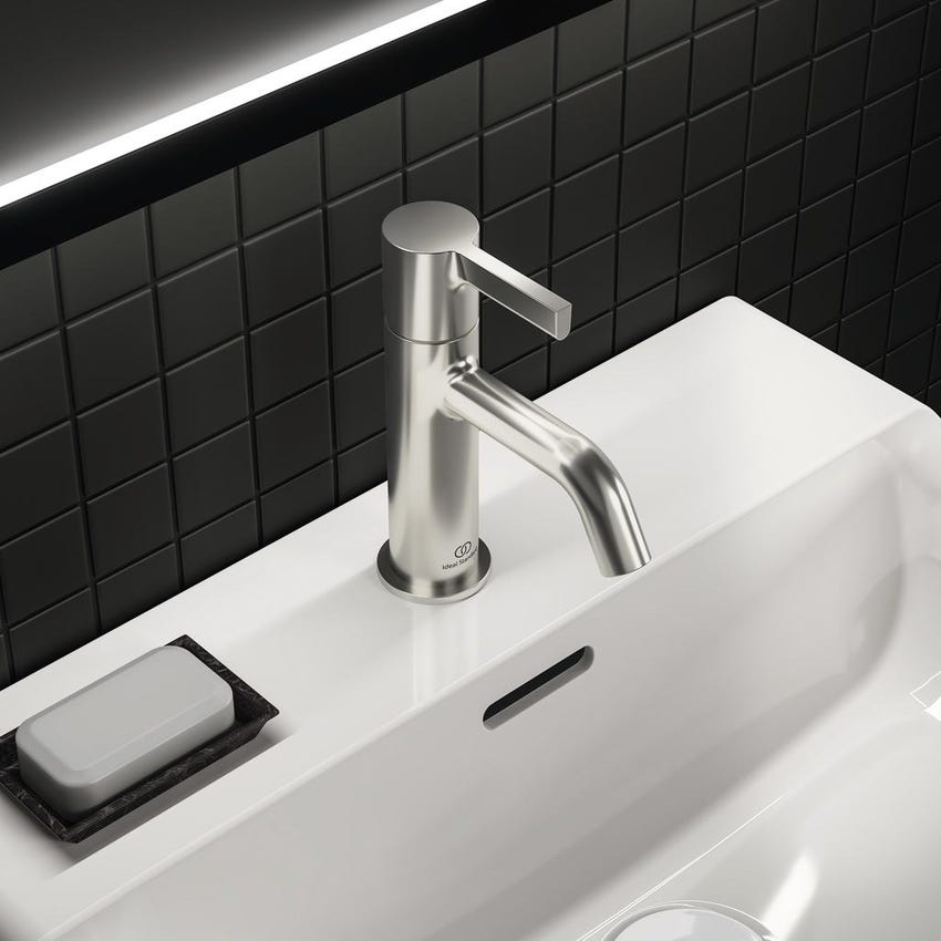Immagine di Ideal Standard JOY miscelatore monocomando lavabo H.17 cm, senza scarico, finitura silver storm BC776GN