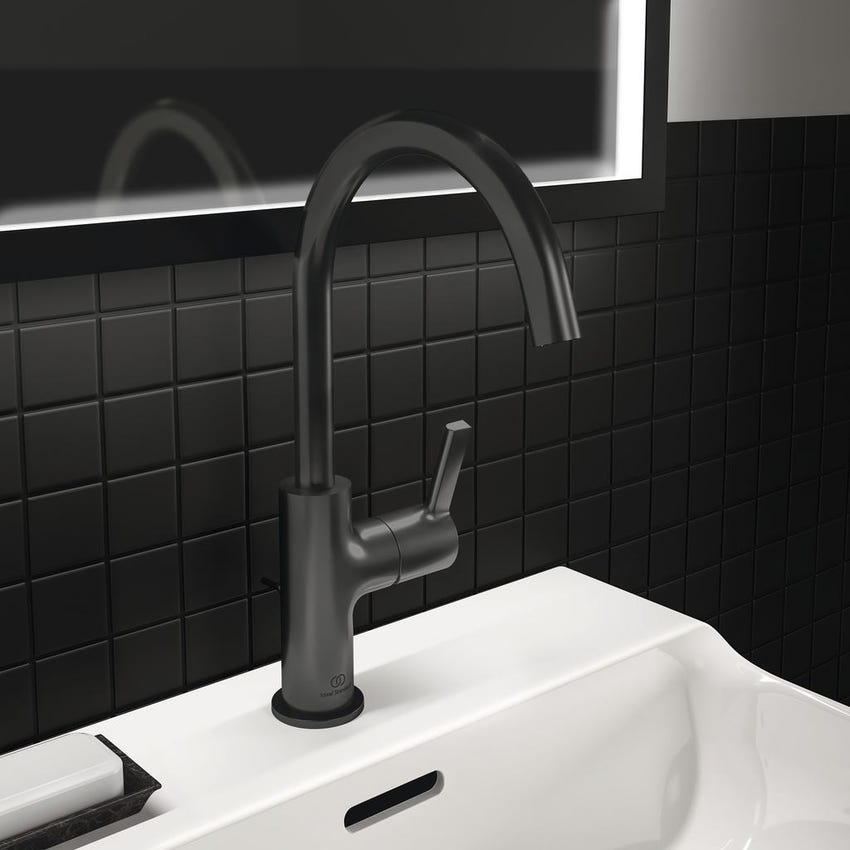 Immagine di Ideal Standard JOY miscelatore monocomando lavabo H.31 cm, con scarico, finitura magnetic grey BC777A5