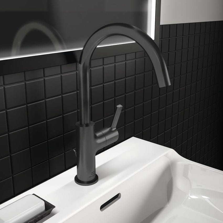 Immagine di Ideal Standard JOY miscelatore monocomando lavabo H.31 cm, con scarico, finitura magnetic grey BC777A5