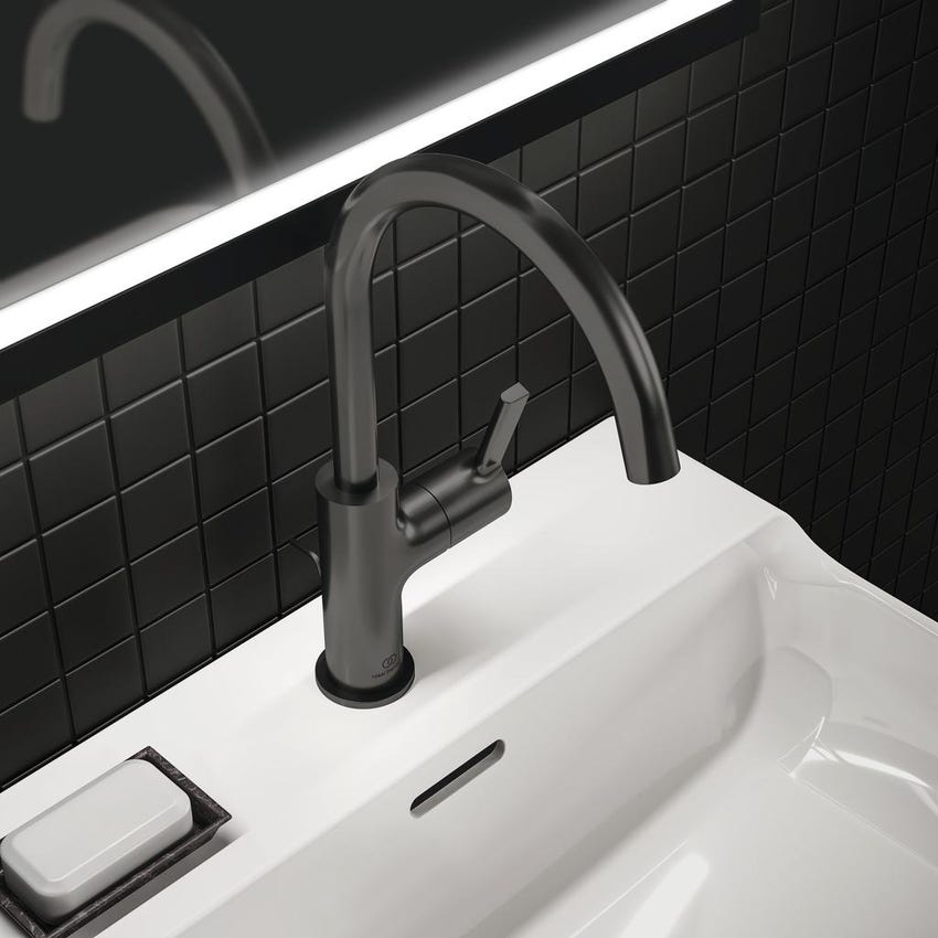 Immagine di Ideal Standard JOY miscelatore monocomando lavabo H.31 cm, con scarico, finitura magnetic grey BC777A5