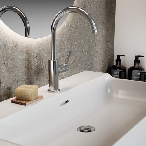 Immagine di Ideal Standard JOY miscelatore monocomando lavabo H.31 cm, con scarico, finitura cromo BC777AA