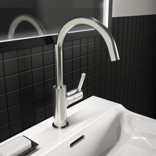 Immagine di Ideal Standard JOY miscelatore monocomando lavabo H.31 cm, senza scarico, finitura silver storm BC778GN