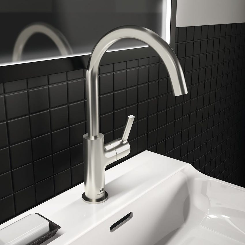 Immagine di Ideal Standard JOY miscelatore monocomando lavabo H.31 cm, senza scarico, finitura silver storm BC778GN
