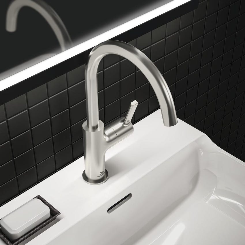 Immagine di Ideal Standard JOY miscelatore monocomando lavabo H.31 cm, senza scarico, finitura silver storm BC778GN