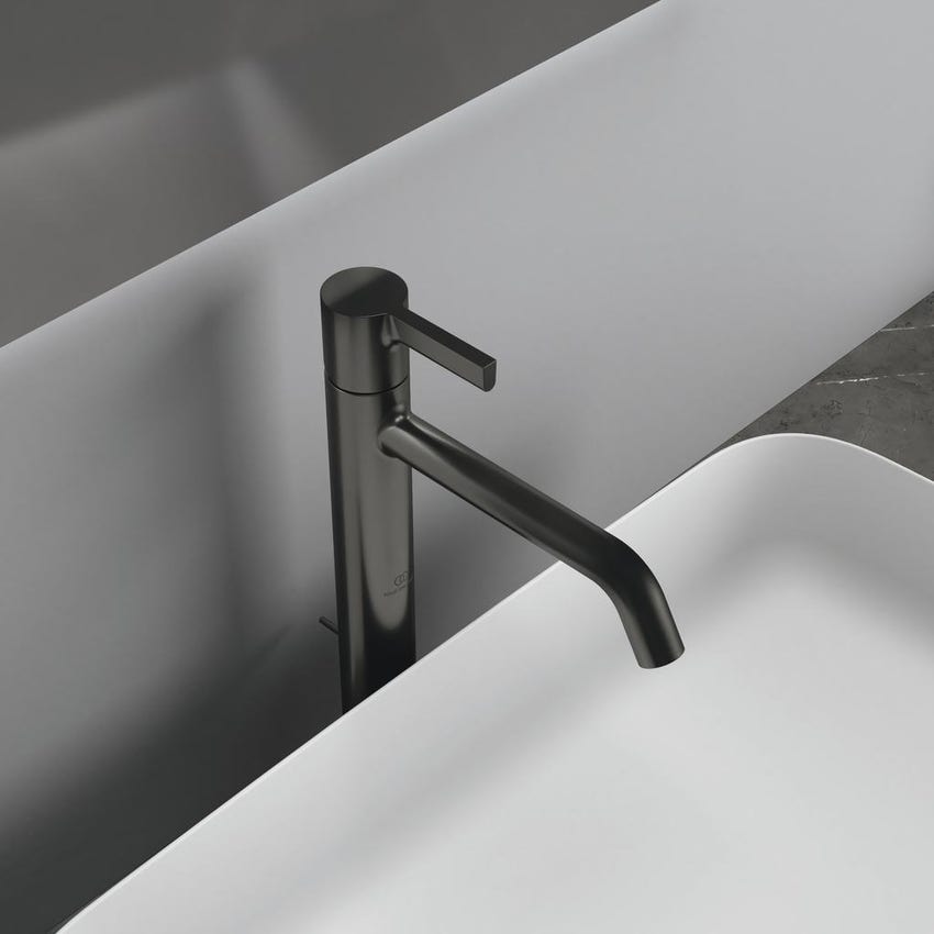 Immagine di Ideal Standard JOY miscelatore monocomando lavabo da appoggio H.31 cm, con scarico, finitura magnetic grey BC781A5