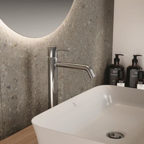 Immagine di Ideal Standard JOY miscelatore monocomando lavabo da appoggio H.31 cm, con scarico, finitura cromo BC781AA