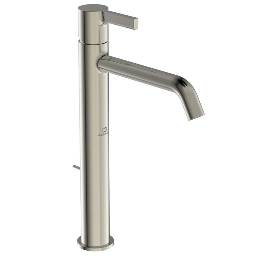 Immagine di Ideal Standard JOY miscelatore monocomando lavabo da appoggio H.31 cm, con scarico, finitura silver storm BC781GN