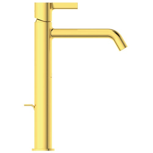Immagine di Ideal Standard JOY miscelatore monocomando lavabo da appoggio H.31 cm, con scarico, finitura brushed gold BC781A2