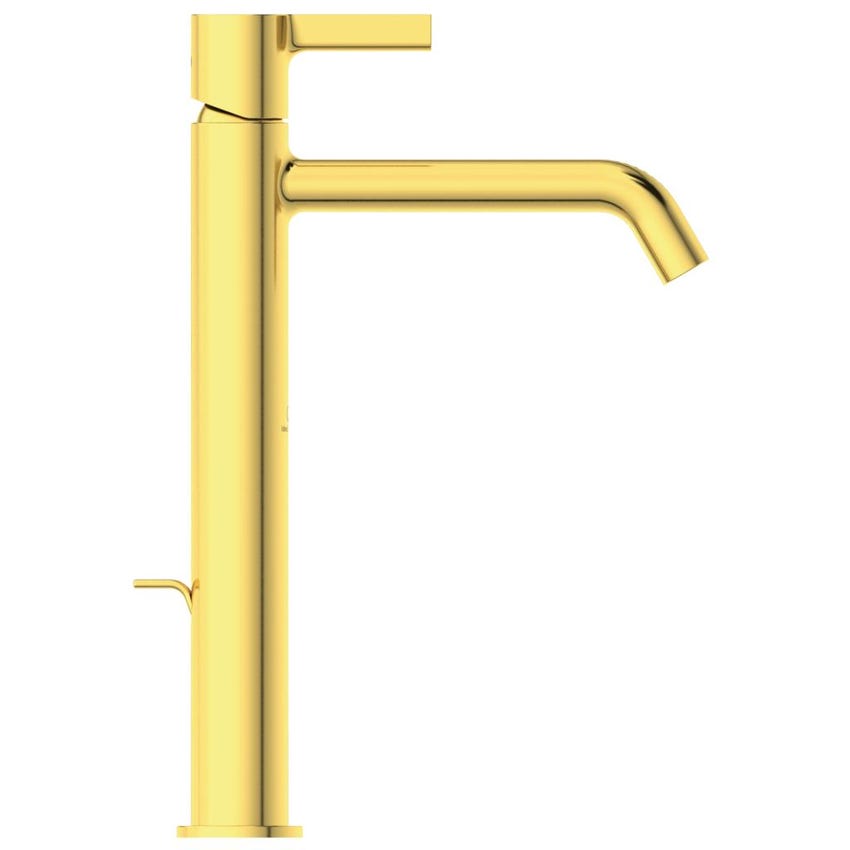 Immagine di Ideal Standard JOY miscelatore monocomando lavabo da appoggio H.31 cm, con scarico, finitura brushed gold BC781A2